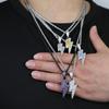 Hip Hop Lightning Pendant Necklace With Zirconia Accents Copper Chain Dual Tone Gold Platinum 60cm Geometric Jewelry