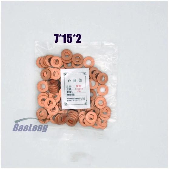 100PCS 7×15mm 7×13mm 9×18mm Diesel Common Rail Injector Nozzle Copper Seal Washer Fuel Pump Gasket Pad for CAT