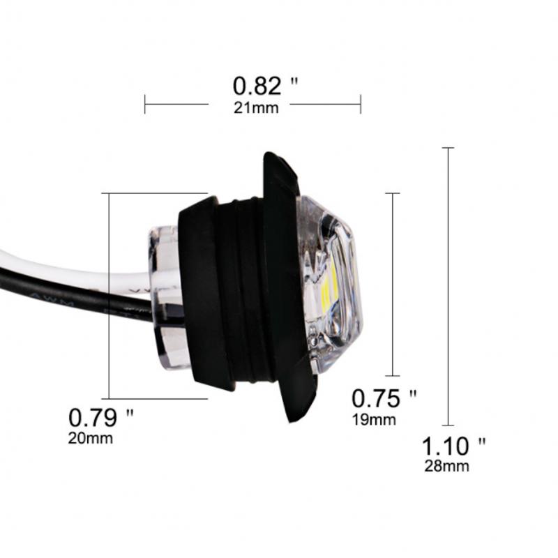 LED boční směrové světlo pro nákladní automobily s vysokým jasem, kulatý ukazatel směrového světla pro motocykly, bezpečnostní výstražná kontrolka, červená, bílá, jantarová