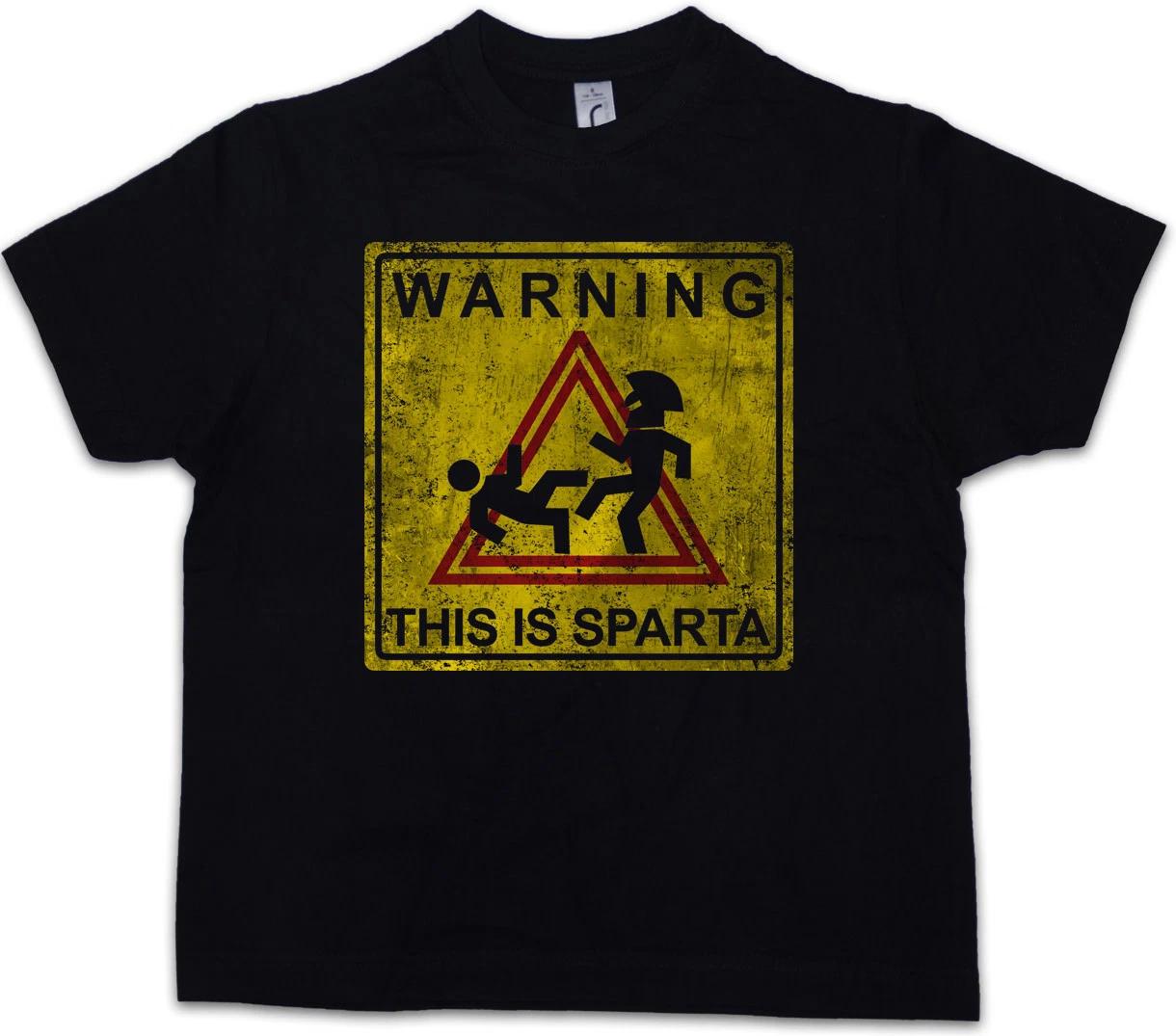 WARNING THIS IS SPARTA SIGN Kids Boys kids boys T-Shirt Kick Fun Hole 300 Logo Leonidas 130