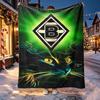 Koc ze wzorem Borussii Mönchengladbach do dekoracji domu, na łóżko, sofę, podróże samochodem, kemping, odpowiedni na wszystkie pory roku, prezent urodzinowy, świąteczny