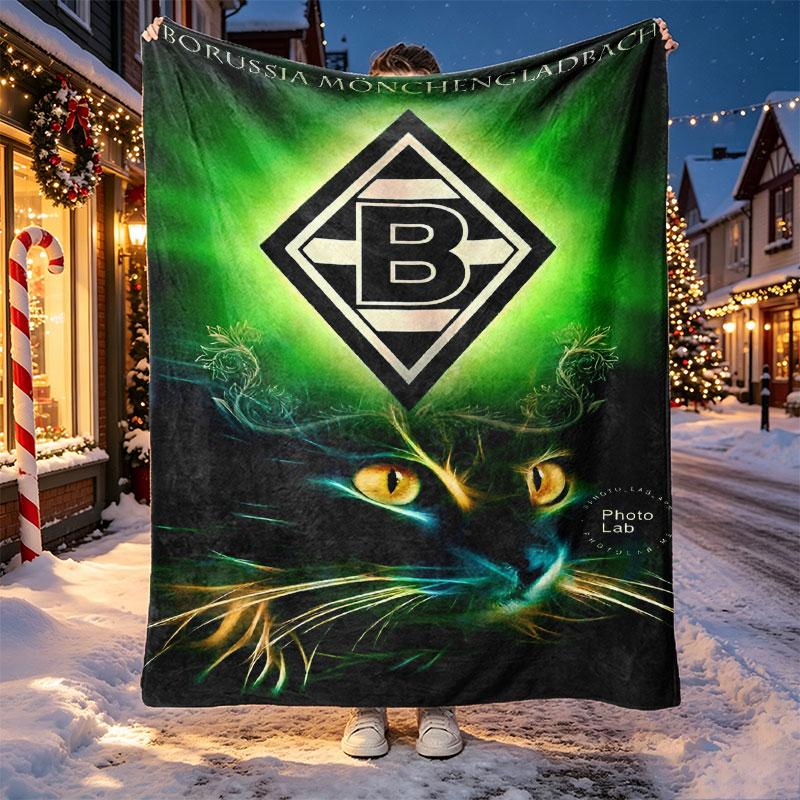 Koc ze wzorem Borussii Mönchengladbach do dekoracji domu, na łóżko, sofę, podróże samochodem, kemping, odpowiedni na wszystkie pory roku, prezent urodzinowy, świąteczny