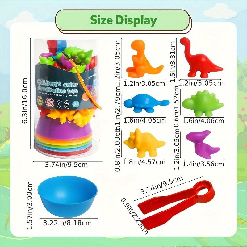 Colorful Dinosaur Matching Game with Sorting Bowls–Educational Toy for Kids Ages 3+,Rubber Material with Vibrant Dinosaur Shapes