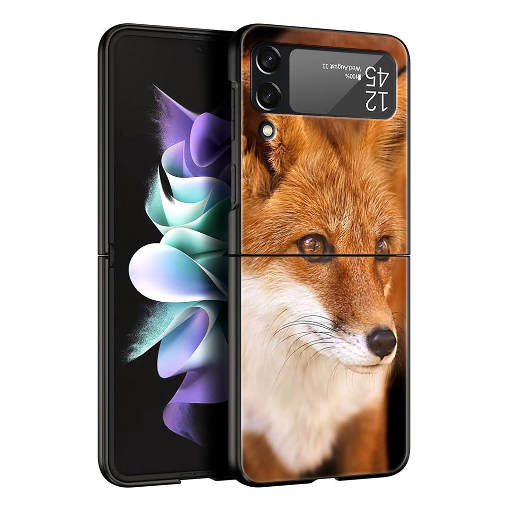 Cute Red Fox dárkové pouzdro na luxusní telefon Samsung GalaxyZ Flip 4 5 Fold Black Hard PC Shell pro Samsung Z Flip 3 Cover Couqe