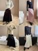 Sinan Retro High-Waist Luminous Velvet A-Line Skirt with Gold Snowflake Design