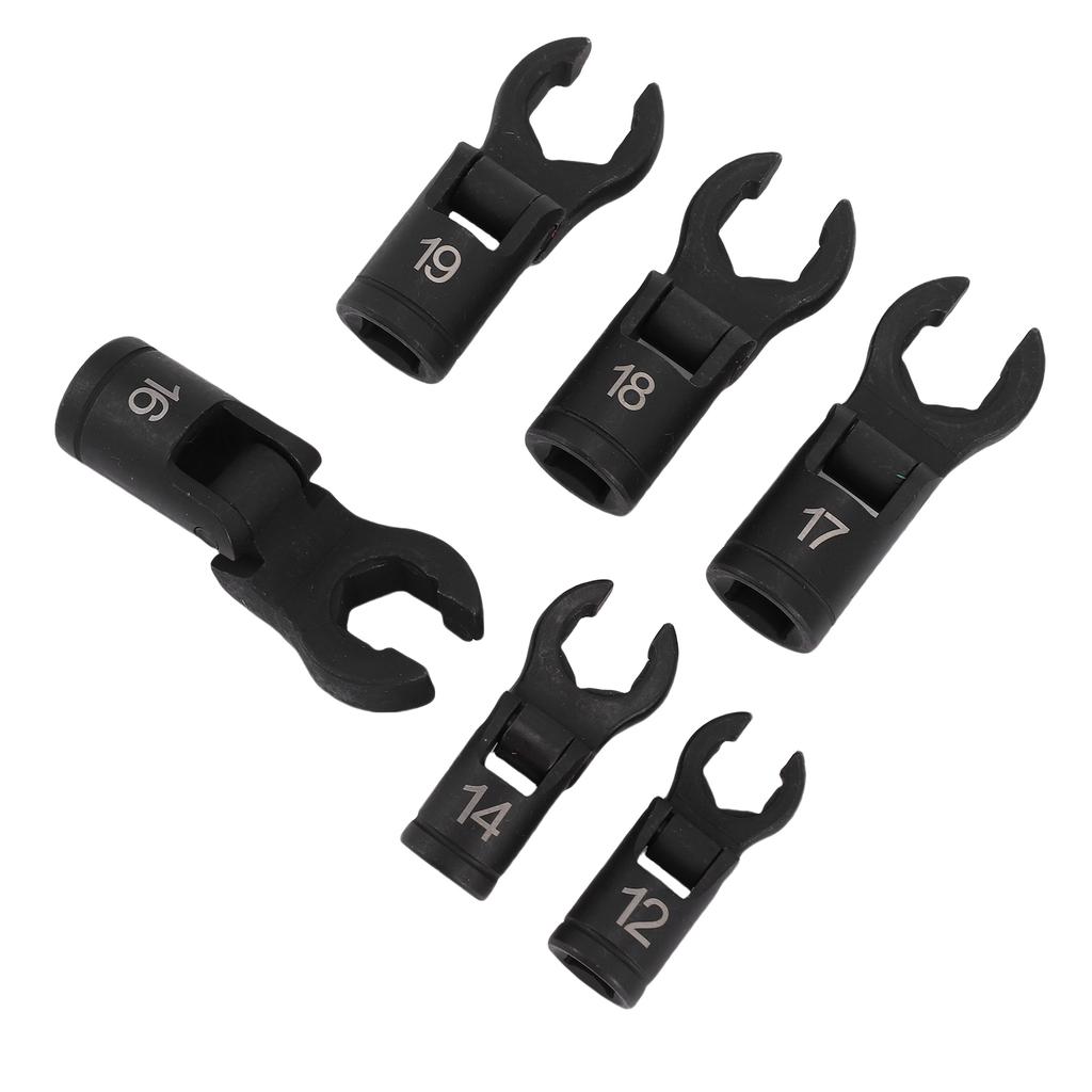 6PCS Crows Foot Wrenches 1 2 3 8 Inch Drive 6 Point Socket 180 Degree Flexible Head Fuel Line Wrench Set 12mm 14mm 16mm