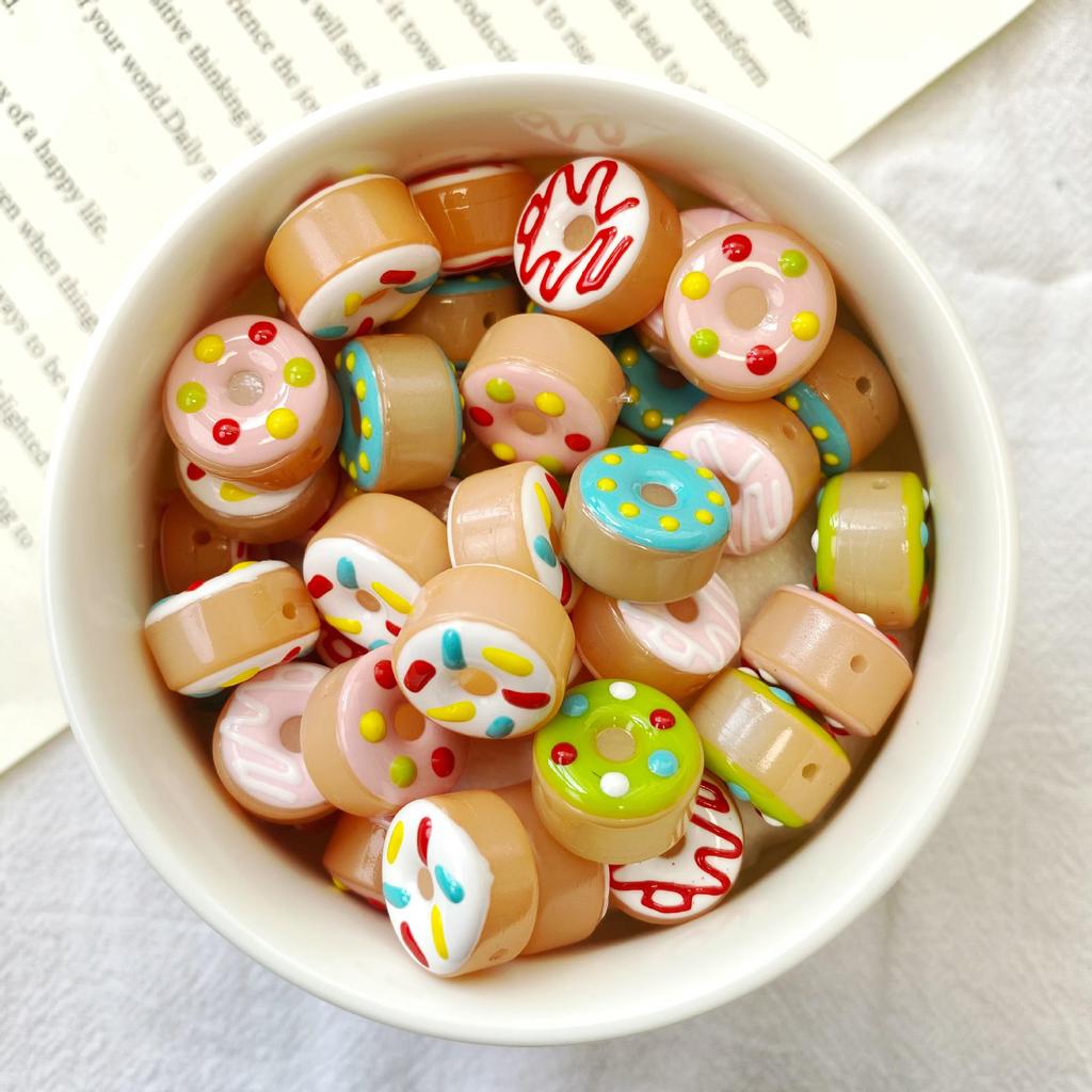 Macaron Colored Sweet Donut Glass Beads for DIY Handmade Bracelets