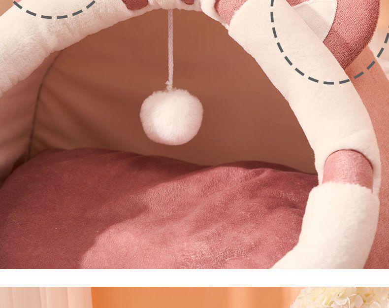 All-Season Cat & Dog Bed: Cozy Enclosed Pet House & Sleeping Mat