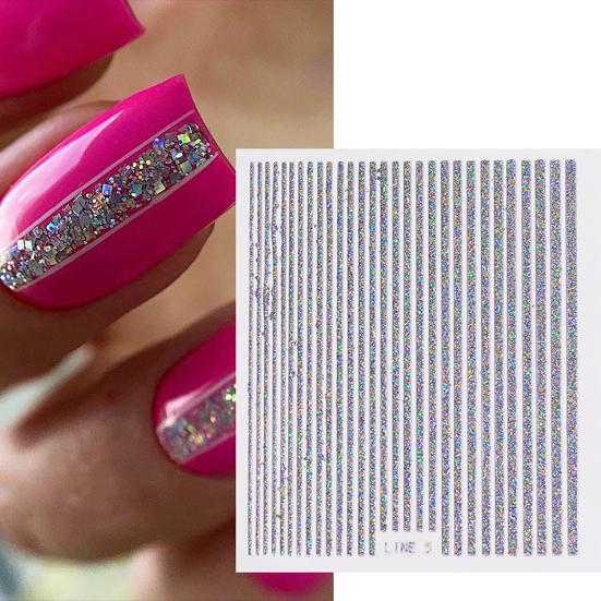 Glitzer Nagelaufkleber Ultradünn Biegsam Glänzender Effekt Glitzer Abziehbilder DIY Maniküre Holographische Linien Nagelabziehbilder Nagel