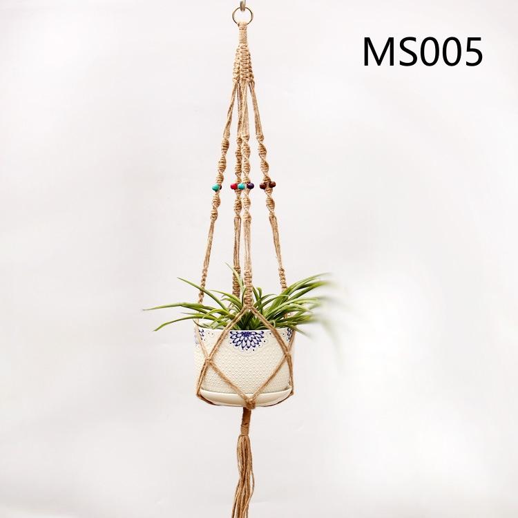 Flower Pot Hemp Rope Hanging Net Straw Macrame Plant Hanger Flower Pot Garden Holder Legs Hanging Rope Basket Balcony Decor