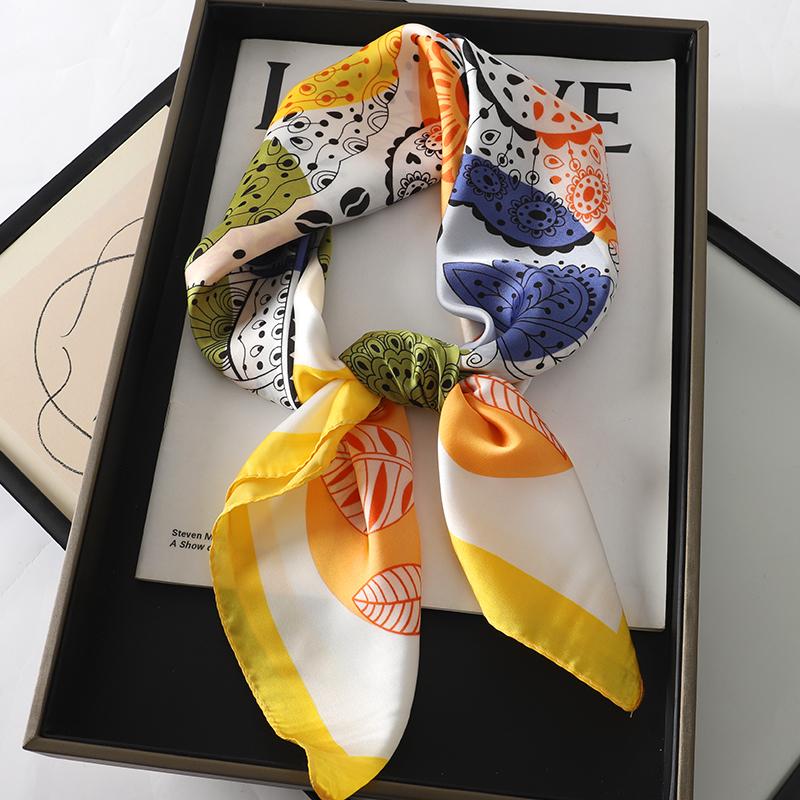 Women Silk Scarf Fashion Hair Scarf Silk Satin Neckerchief Scarf Women Luxury Hair Ties Hair Ornament Female Bandana Bag Scarves