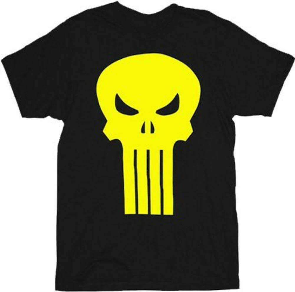 

Мужская футболка The Punisher Movie Неоново-желтый логотип-череп Черная 100% хлопок Мужские футболки Топ S