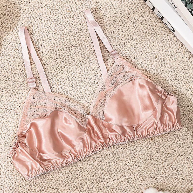 

Тонкий шелковый губчатый бюстгальтер большого размера на косточках, бесшовное нижнее белье, кружевной дышащий бюстгальтер 44/100
