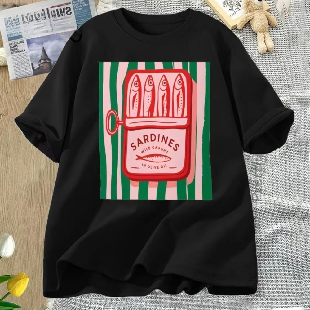Sardines Tshirt Trend Italy Lovers T Shirt Women Men Cotton Short Sleeve Tshirt Causal Round Neck Men and Womens Clothing