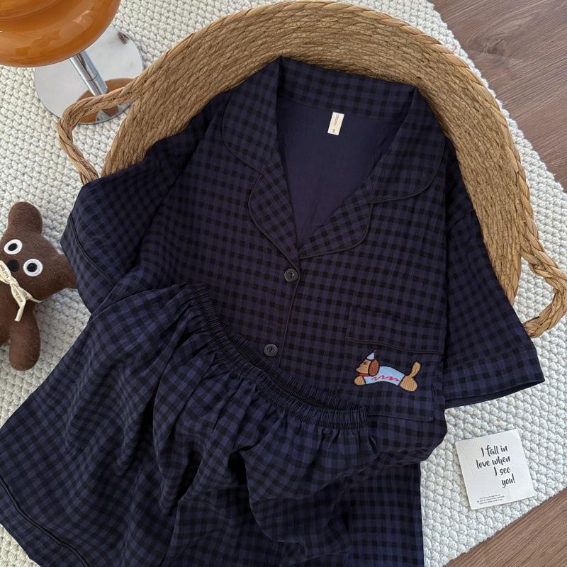 Summer new pajamas women's short-sleeved shorts thin cloud cotton cartoon cute large size Korean version loungewear