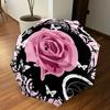 1PC Rose Butterfly Umbrella-8-Rib Reinforced, Automatic Open, Lightweight & Durable, Cute Fashion Accessory for Outdoor-P0701