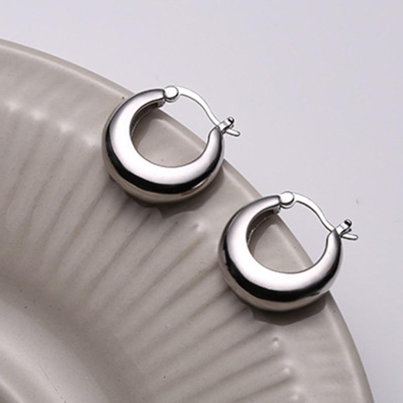 18K Real Gold-Plated Metal Chunky Hoop Earrings for Women Punk Thick Huggie Ear Jewelry Gifts
