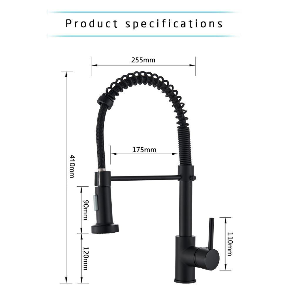Rozin Matte Black Kitchen Faucet Deck Mounted Mixer Tap 360 Degree Rotation Stream Sprayer Nozzle Kitchen Sink Hot Cold Taps