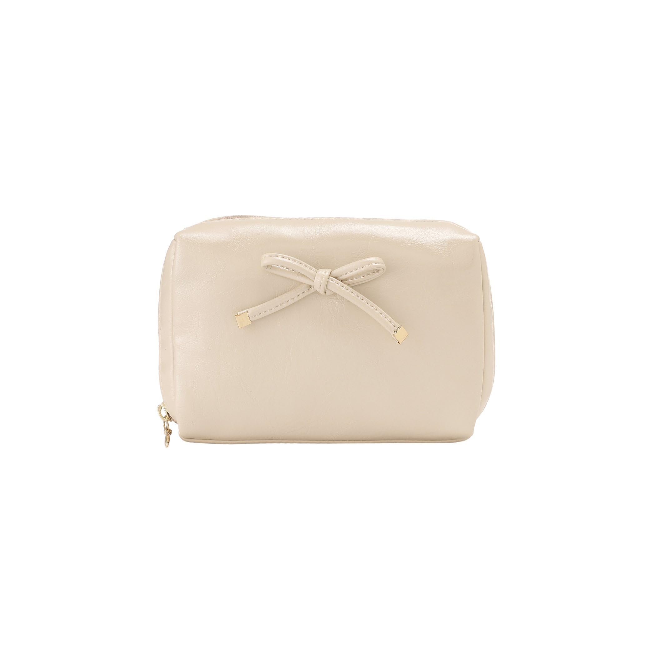 Afternoon Tea Living JS24 Квадратная косметичка из искусственной кожи с лентой, цвет слоновой кости