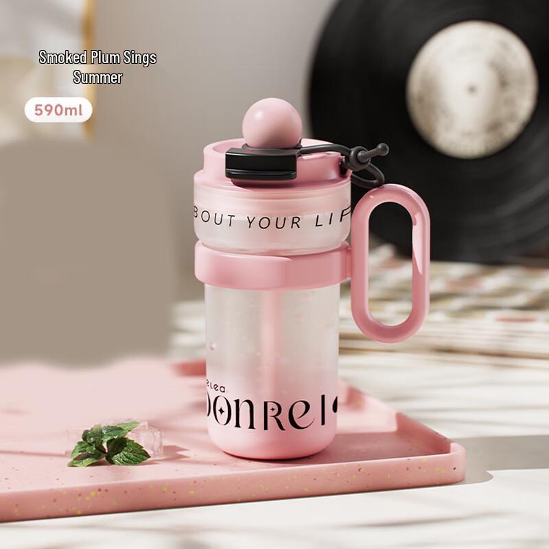 

RELEA Double-Drink Plastic Straw Cup with Handle