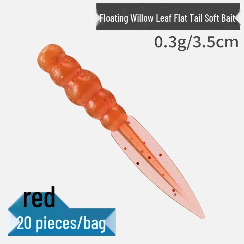 

Willow Leaf Floating Soft Bait: Fishy Flavor Flat Tail Worm with Lead Head Hook