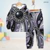Kids Boys Girls Gem Printed Hooded Long Sleeve Sweatshirt Cuffed Pants Two Piece Set