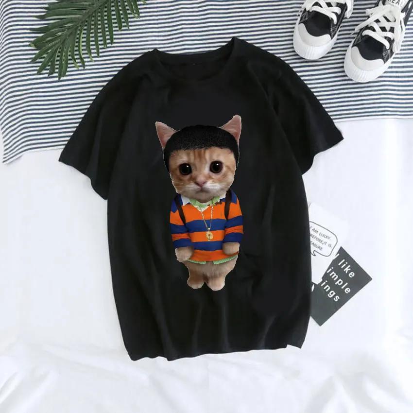 El Gato Meme Sad Crying Cat Munchkin Kitty Meme Print T Shirt Male  T-shirts Men Oversized Tees Harajuku Streetwear