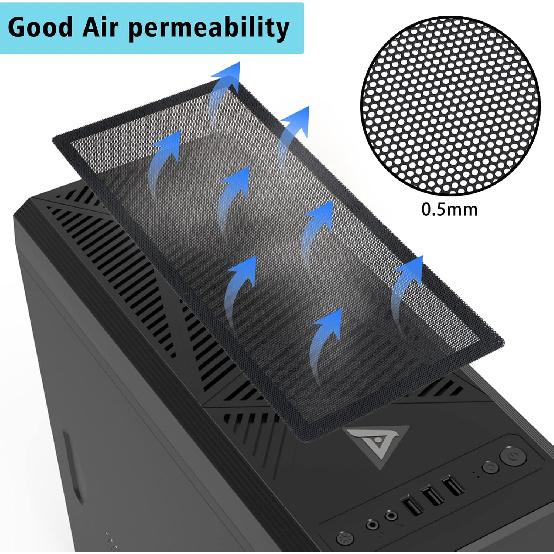 120 x 240mm PC Case Dust Mesh Filter, [2 Pack] Magnetic Frame Computer Fan Dust Mesh PC Cooler Filter Dustproof PVC Cover Grills - Black