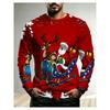 Print Design - Not Textured New Men'S Print Long Sleeve T-Shirt Santa Reindeer Retro Sleigh Forest Snowscape Pattern Casual Long Sleeve Apparel