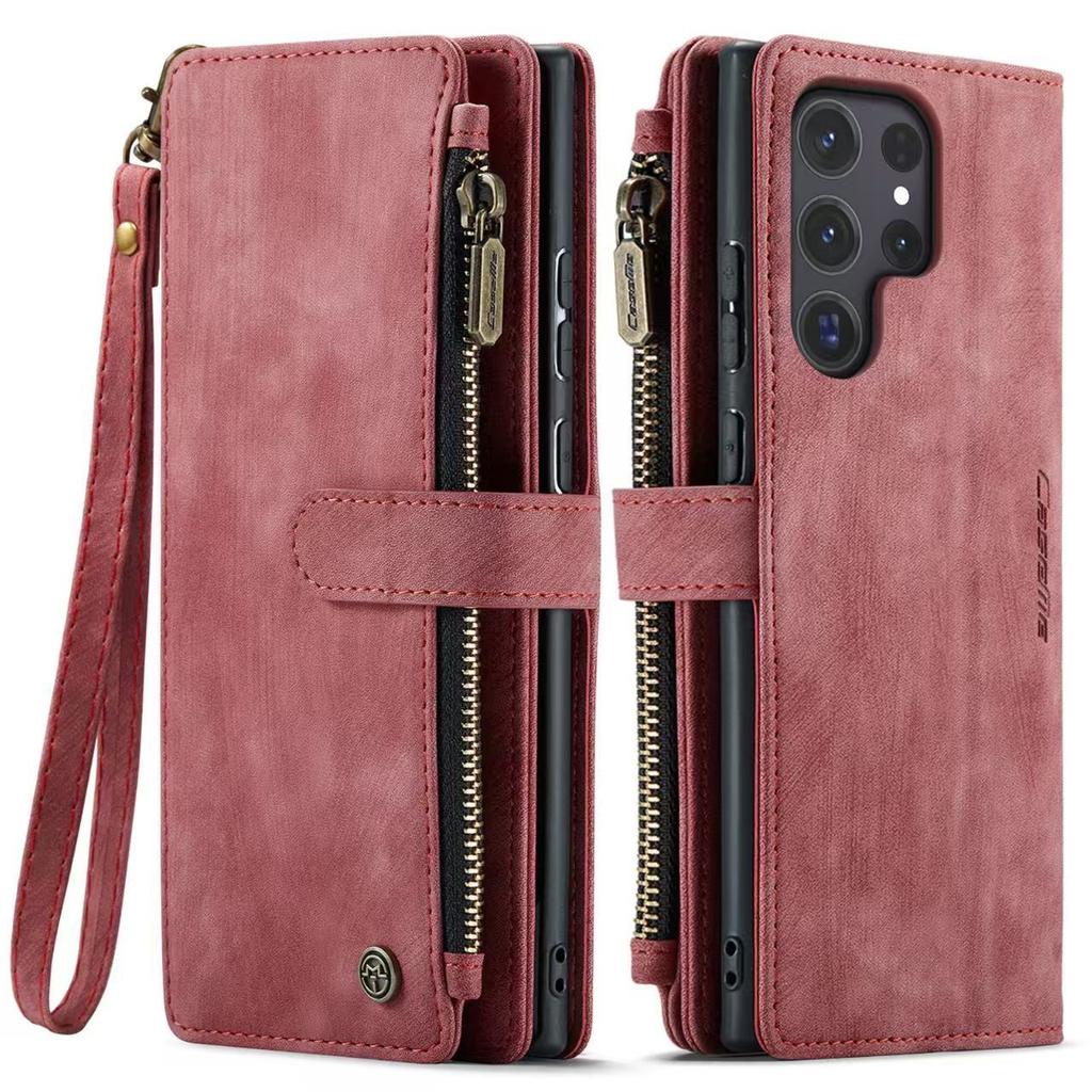 Wallet Phone Case for Samsung S25Ultra- Zipper Leather Multi-Functional Shockproof Card Holder Full Cover on Samsung S25/S24/S23/S22/S21/Ultra/Plus