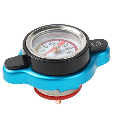 Racing Engine Radiator High Pressure Cap 1.3 Bar Big Head With Water Temp Gauge Blue Water Tank Cover Replacement Car Motorcycle