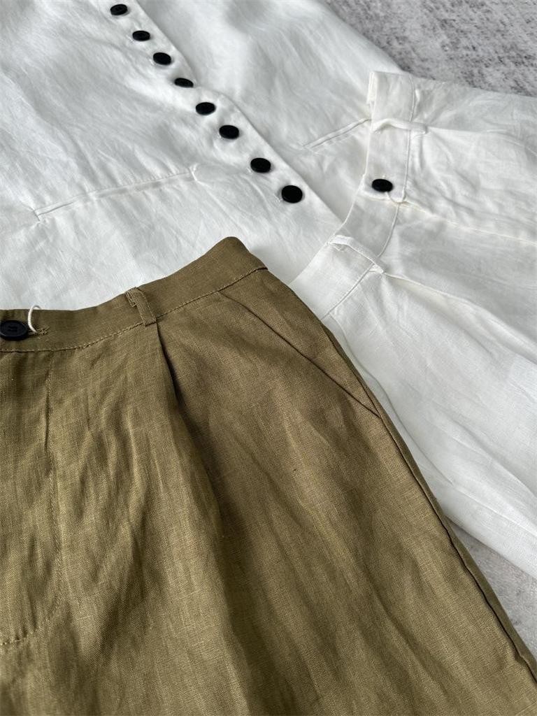 2024 Summer Women's Luxury Minimalist Linen Vest and Shorts Set