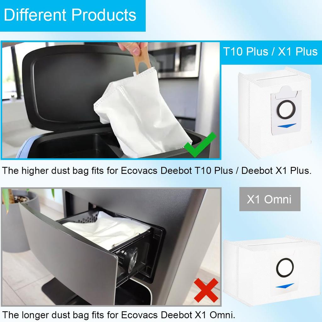 Worek do odkurzacza EATBALE kompatybilny z workiem na kurz Ecovacs Deebot T10 kompatybilny z robotem ssącym Ecovacs Deebot X1 Plus o dużej pojemności