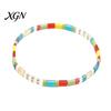 Elastic Stackable Wrist Jewelry Flat Beaded Stretch Bracelets for Women, Bohemian Friendship Bead Bracelets, Simple Layering Bracelet Set Boho