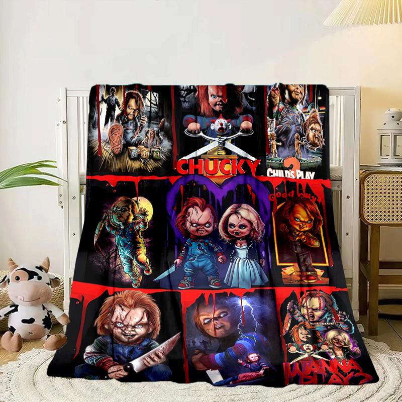 Chucky's Halloween Horror Blanket Flannel Blanket for bed, sofa, Camping, Hiking, Picnic Essentials, gift for family Fan gifts