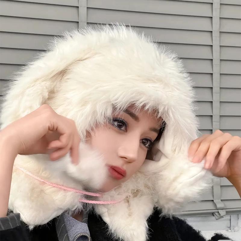 

Шапка-кролик Lizheba розовая сумка на голову милая Bafarak животные уши шапка шарф интегрированный Adult average size