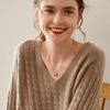 Women's Cashmere V-Neck Sweater - Autumn/Winter Knit, Loose-Fit, Slimming Korean Style Fashion