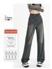 Damen Zementgraue High Waist Wide Leg Jeans - Größen S bis L