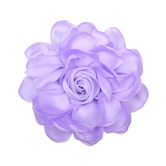 Fabric Flower Satin Rose with Flat Back Handcrafted Blooms Hat Clothes Hair Tie Accessories for DIY Craft Corsage Hairpin Brooch Headband
