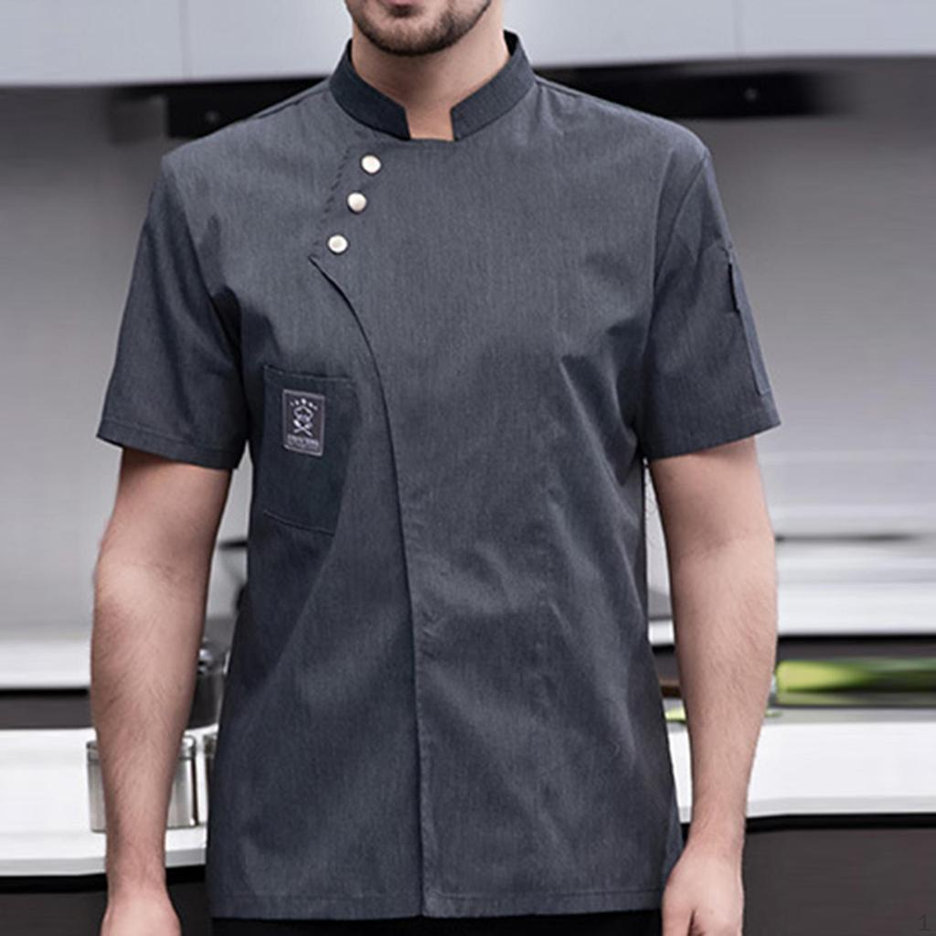 Chef Jacket, Short Sleeve Catering Shirt Wear Uniform for Managers Line Cooks Caterers