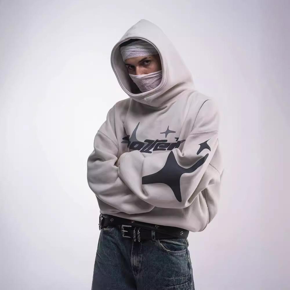 Retro Gothic Men Hoodie High Street Trend Y2k Harajuku Men Loose and Casual Sweatshirt Demon Slayer