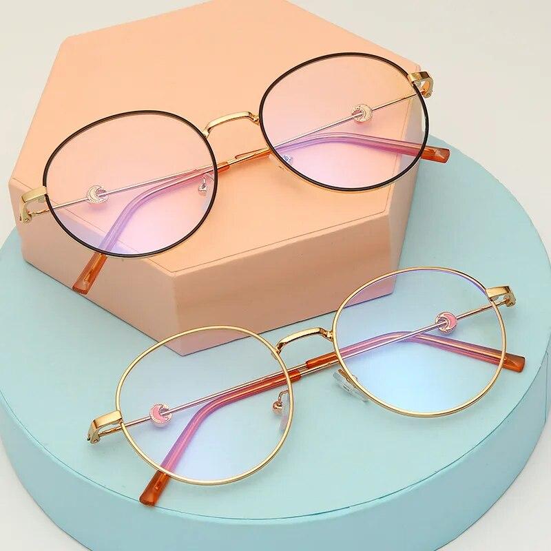 Trends Office Anti Blue Light Oversized Glasses Computer Women Blue Blocking Gaming Big Size Moon Eyeglasses Alloy Frame