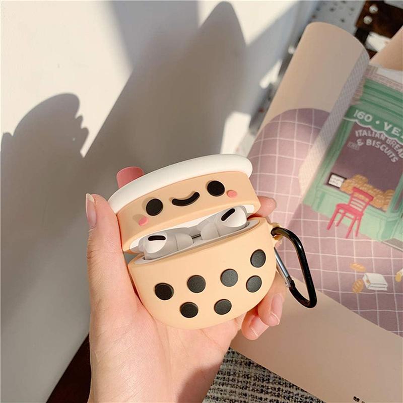 3D Milk Tea Cute Cartoon Earphone Case for Airpods 1 2 Shockproof Silicone Soft Charging Box Cover for Airpods 3 2021 Pro