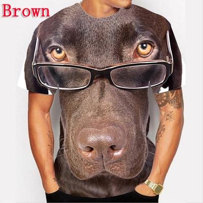Summer Round Neck 3D Dog Print Top Fashionable Casual Short Sleeved Men's T-shirts