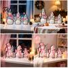 Christmas Village Display Pieces 3Pcs Wooden Tabletop Decor, Cute Snowman Gingerbread Man Figurines, Festive Figures Table Centerpiece, Rustic