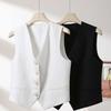 Gilet Femme Coupe Slim Sans Manches Court Veste de Costume Mince Printemps Automne Amincissant