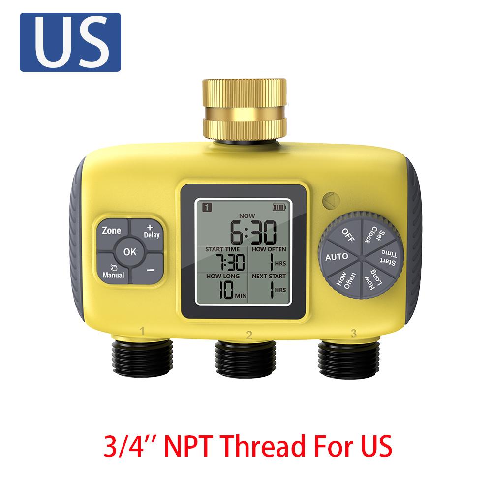 Garden Watering Timer 3-Outlets Automatic Sprinkle Water Timer Valve Outdoor Irrigation Water Timer Programmeabl Timing Control
