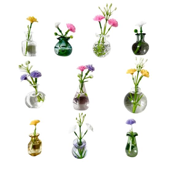 10 шт. Мини-вазы-магниты на холодильник, милые крошечные магнитные стеклянные вазы, аксессуары для холодильника, забавная цветочная горшка с цветами 10pcs