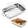 Stainless Steel Non-stick Baking Tray with Grill 15x 11 Inch for Roast Chicken Vegetables Turkey Silver