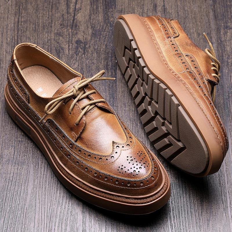 Leather Brock Men'S Shoes Trend British Casual Leather Shoes Retro Tooling Shoes